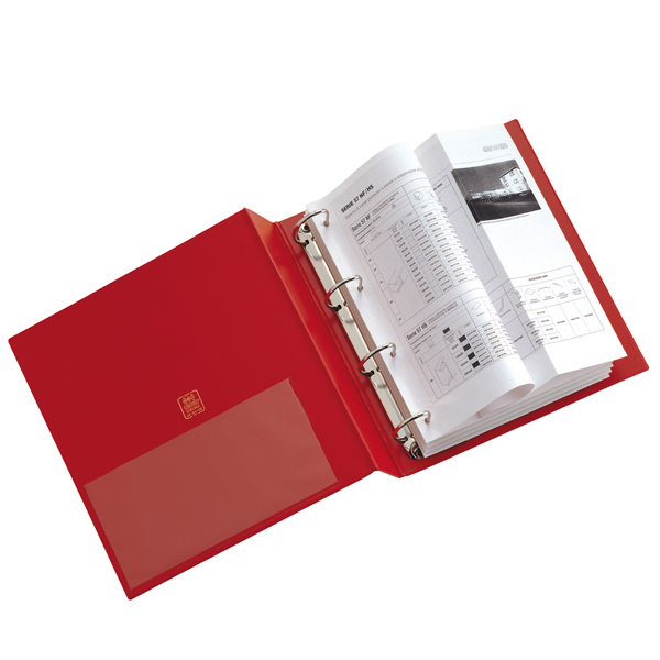 MD_25479 Raccoglitore Stelvio - 22 x 30 cm - 4 anelli a D 50 mm - dorso 7,5 cm - rosso - Sei Rota - immagine 1
