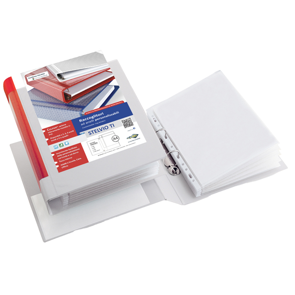 MD_25492 Raccoglitore personalizzabile Stelvio TI - 22 x 30 cm - 4 anelli a R 13 mm - dorso 2 cm - bianco - Sei Rota - immagine 1