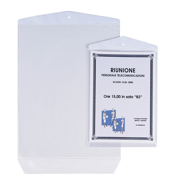 MD_25985 Buste Porta Avvisi Appendicartello - PVC - 15 x 21 cm - trasparente - Sei Rota - conf. 10 pezzi - immagine 1