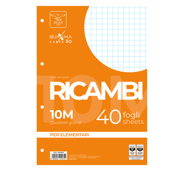 MD_28847 Ricambi forati Quaxima - A4 - 10 mm - 80 gr - Pigna - conf. 40 pezzi - immagine 1