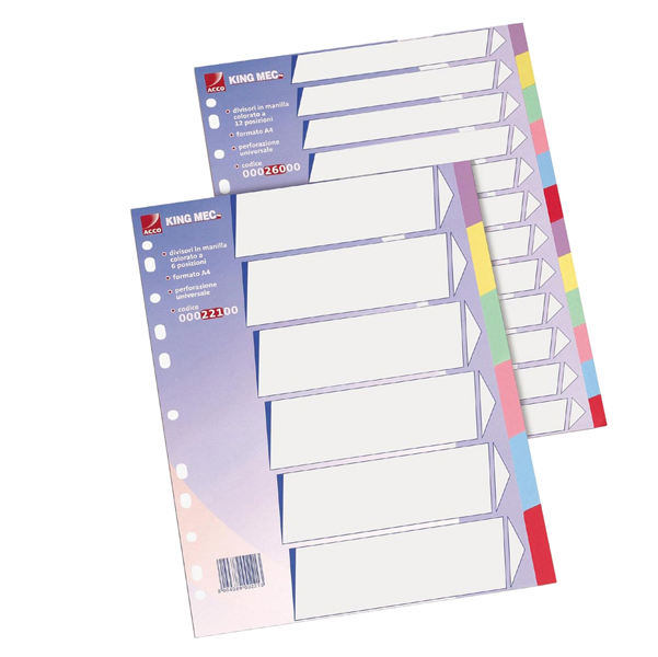 MD_29179 Separatore - cartoncino 225 gr - 6 tasti colorati - A4 - multicolore - Esselte - immagine 1