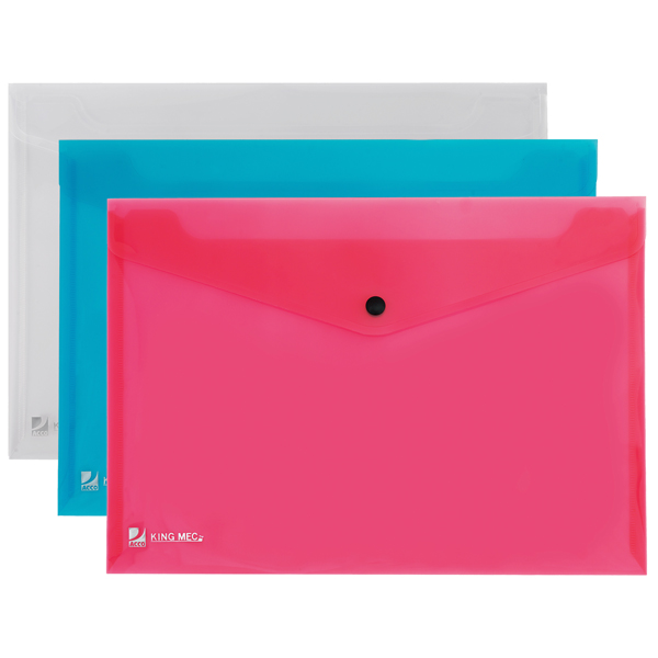 MD_30049 Busta con bottone Pull - A4 - PP - colori assortiti - King Mec - immagine 1