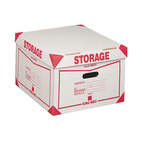MD_30345 Scatola Storage - con coperchio - 38,5 x 26,4 x 39,7 cm - bianco e rosso - Esselte Dox - immagine 1