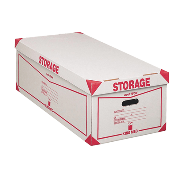 MD_30353 Scatola Storage - con coperchio - 38,5 x 26,4 x 75,5 cm - bianco e rosso - Esselte Dox - immagine 1