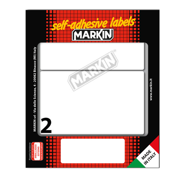 MD_31120 Etichette adesive - in carta - permanenti - 115 x 70 mm - 2 et/fg - 10 fogli - bianco - Markin - immagine 1