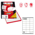 Etichette adesive C/500 - in carta - permanenti - 70 x 36 mm - 24 et/fg - 100 fogli - bianco - Markin