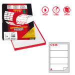 Etichette adesive C/535 - in carta - permanenti - 190 x 61 mm - 4 et/fg - 100 fogli - bianco - angoli tondi - Markin