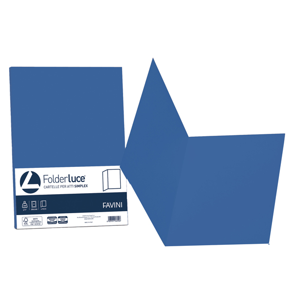 MD_32659 Cartellina semplice Luce - 200 gr - A4 - blu prussia - cartoncino bristol - Favini - conf. 50 pezzi - immagine 1