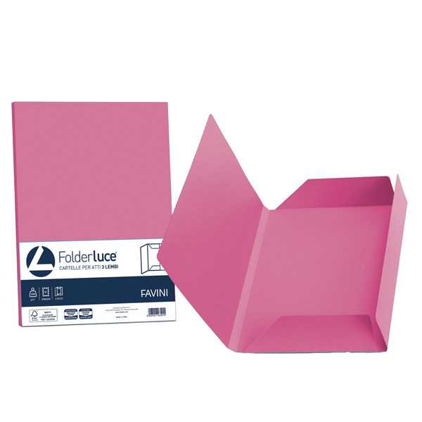 MD_32664 Cartellina 3 lembi Luce - 200 gr - A4 - cartoncino bristol - ciclamino - Favini - conf. 25 pezzi - immagine 1