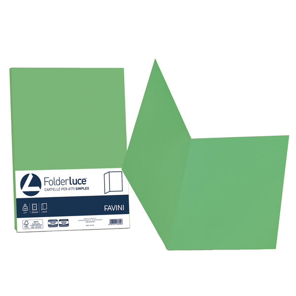 MD_32927 Cartellina semplice Luce - 200 gr - A4 - verde - cartoncino bristol - Favini - conf. 50 pezzi - immagine 1