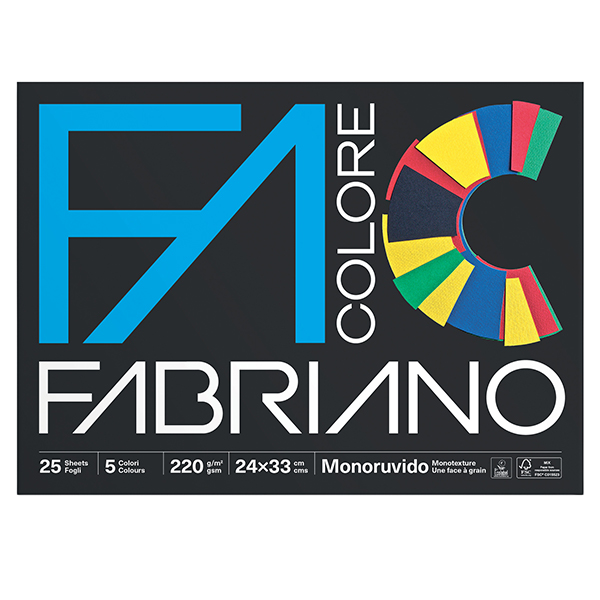 MD_34947 Album FaColore - 24 x 33 cm - 25 fogli - 220 gr - 5 colori - Fabriano - immagine 1