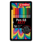 Pennarello Pen 68 - colori assortiti - Stabilo - scatola in metallo 10 pezzi