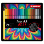 Pennarello Pen 68 - colori assortiti - Stabilo - scatola in metallo 20 pezzi