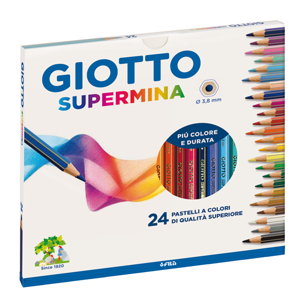 MD_36195 Pastello Supermina - mina 4 mm - colori assortiti - Giotto - astuccio 24 pezzi - immagine 1