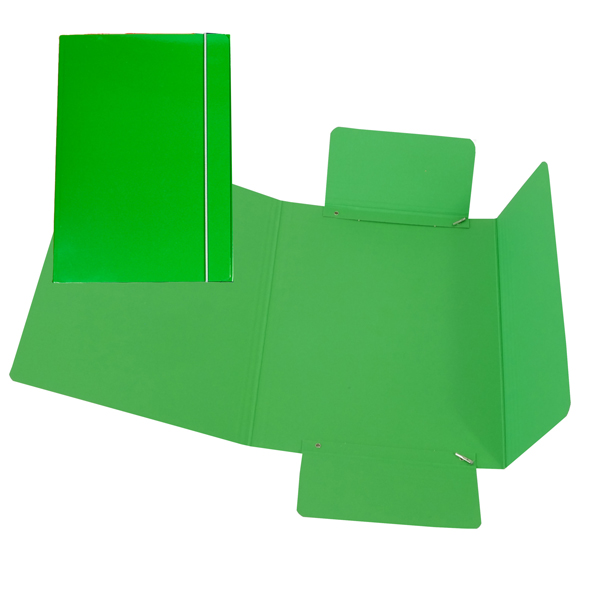 MD_37539 Cartella 3 lembi con elastico - A5 - dorso variabile - cartone plastificato - verde - Cartotecnica del Garda - immagine 1