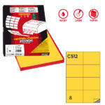Etichette adesive C/512 - in carta - permanenti - 105 x 74,25 mm - 8 et/fg - 100 fogli - giallo - Markin