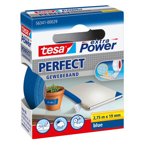 56341-00029-03
4042448044037
tesa Extra Power Perfect Blue 2,75m:19mm Nastro adesivo telato XP Perfect - 19 mm x 2,7 m - tela plastificata - blu - Tesa - immagine 1