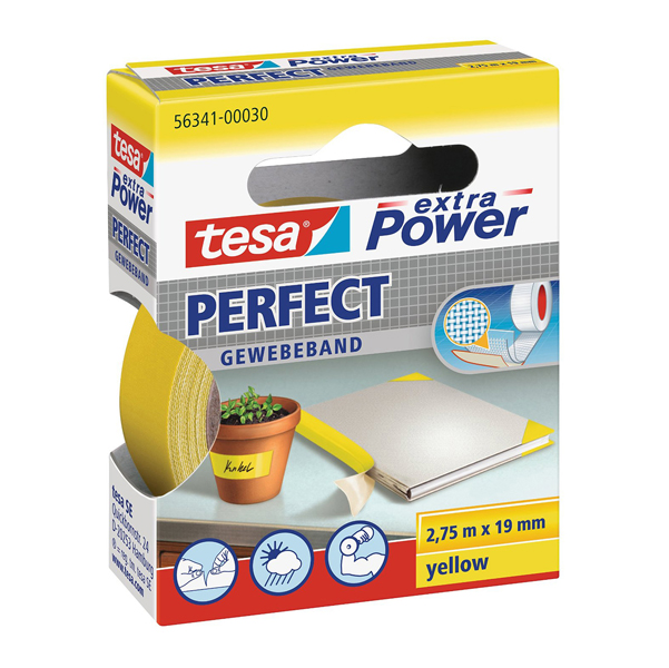 MD_37927 Nastro adesivo telato XP Perfect - 19 mm x 2,7 m - tela plastificata - giallo - Tesa - immagine 1