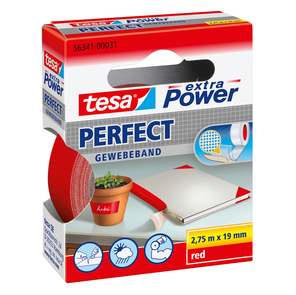 56341-00031-03
4042448044075
tesa Extra Power Perfect Red 2,75m:19mm Nastro adesivo telato XP Perfect - 19 mm x 2,7 m - tela plastificata - rosso - Tesa - immagine 1