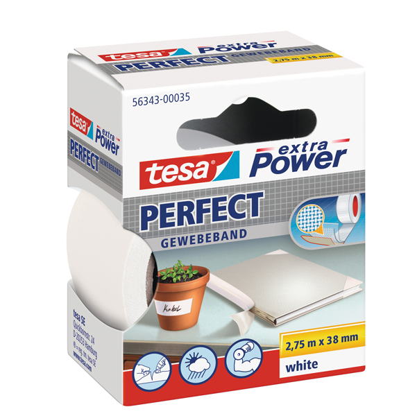 MD_37931 Nastro adesivo telato XP Perfect - 38 mm x 2,7 m - tela plastificata - bianco - Tesa - immagine 1