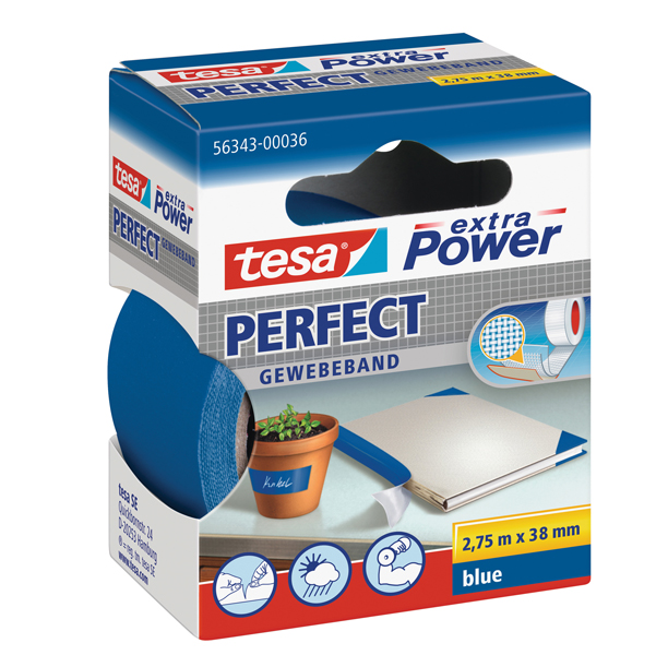 MD_37933 Nastro adesivo telato XP Perfect - 38 mm x 2,7 m - tela plastificata - blu - Tesa - immagine 1