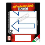 Etichette adesive - in carta - permanenti - 115 x 70 mm - 2 et/fg - 10 fogli - simbolo freccia blu (alto) - bianco - Markin