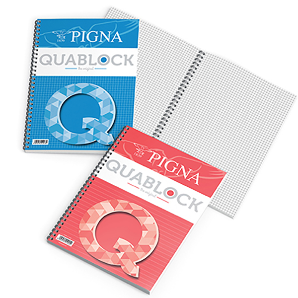 MD_38544 Blocco Quablock Original - spiralato - 22x29,5cm - 1 rigo - 120 fogli - 80gr - 4 fori - microperforato - Pigna - immagine 1