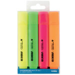 Evidenziatore Tratto Video  - punta a scalpello - tratto da 1,0-5,0mm - astuccio 4 colori - Tratto