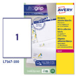 Etichette adesive L7167 - in carta - angoli arrotondati - laser - permanenti - 199,6 x 289,1 mm - 1 et/fg - 100 fogli - bianco - Avery