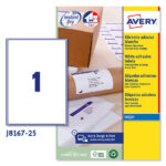 Etichette adesive J8167 - in carta - angoli arrotondati - inkjet - permanenti - 199,6 x 289,1 mm - 1 et/fg - 25 fogli - bianco - Avery