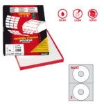 Etichette adesive A/463 - in carta - permanenti - diametro CD 117,5 mm - foro 41 mm - 2 et/fg - 100 fogli - bianco - Markin