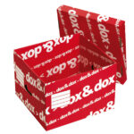 Scatola Dox&Dox - con coperchio - 39,5 x 28 x 35,5 cm - bianco e rosso - Esselte Dox
