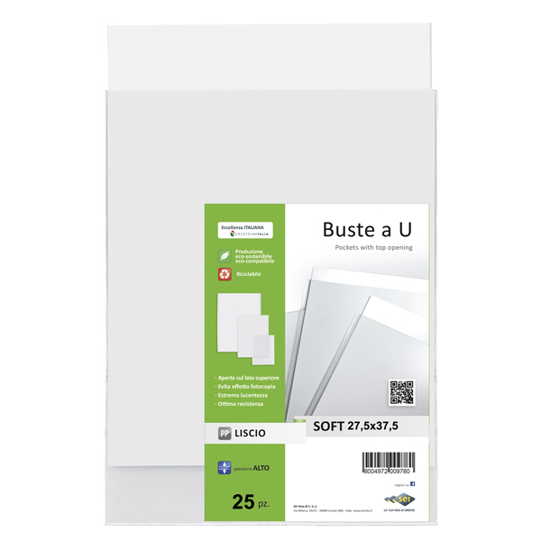 MD_45779 Buste a sacco Soft - PPL - 27,5 x 37,5 cm - liscio - trasparente - Sei Rota - conf. 25 pezzi - immagine 1