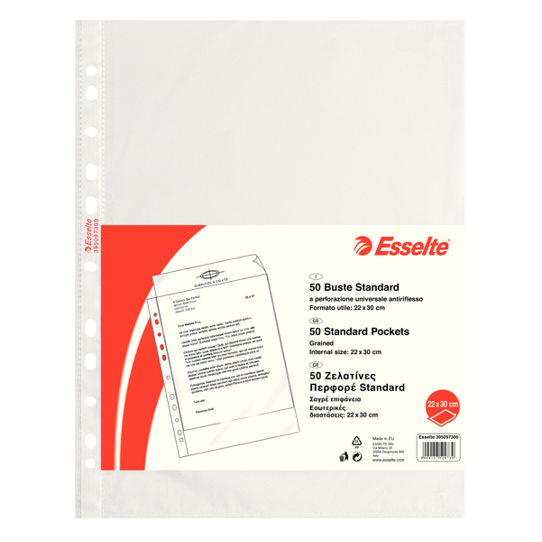 MD_45788 Buste forate CopySafe - Standard - buccia - 22 x 30 cm - trasparente - Esselte - conf. 50 pezzi - immagine 1