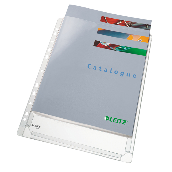 MD_45792 Buste forate con soffietto - 22 x 30 cm - PVC - trasparente - Leitz - conf. 10 pezzi - immagine 1