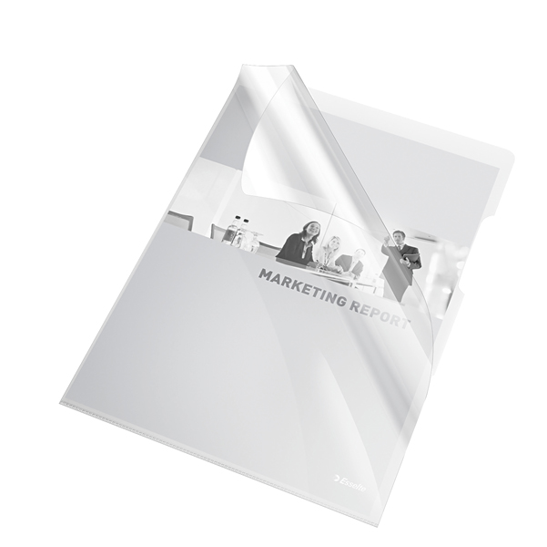 MD_45796 Cartellina a L - A4 - PVC - liscio pesante - trasparente - Esselte - conf. 25 pezzi - immagine 1