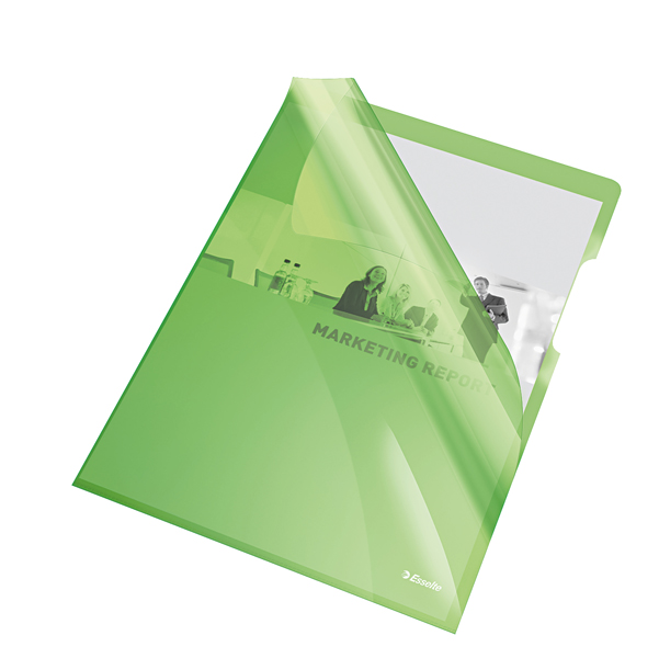 MD_45800 Cartellina a L - A4 - PVC - liscio pesante - verde cristallo - Esselte - conf. 25 pezzi - immagine 1