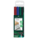 Pennarello Multimark universale permanente con gomma - punta fine 0,6 mm - astuccio 4 colori - Faber-Castell
