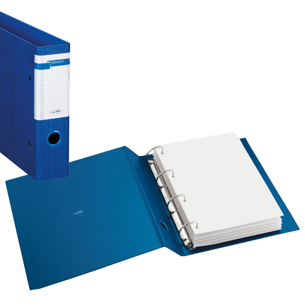 MD_47173 Raccoglitore Stelvio F - 22 x 30 cm - 4 anelli a D 25 mm - dorso 3,5 cm - blu - Sei Rota - immagine 1