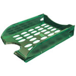 Vaschetta portacorrispondenza forata E040 - 26 x 34,5 x 6,5 cm - verde trasparente - Fellowes