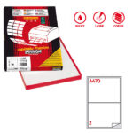 Etichette adesive A/470 - in carta - permanenti - 199,6 x 143,5 mm - 2 et/fg - 100 fogli - bianco - angoli tondi - Markin