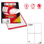 Etichette adesive C/519 - in carta -extra permanenti - 105 x 148,5 mm - 4 et/fg - 100 fogli - bianco - Markin