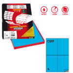 Etichette adesive C/519 - in carta - permanenti - 105 x 148,5 mm - 4 et/fg - 100 fogli - blu - Markin