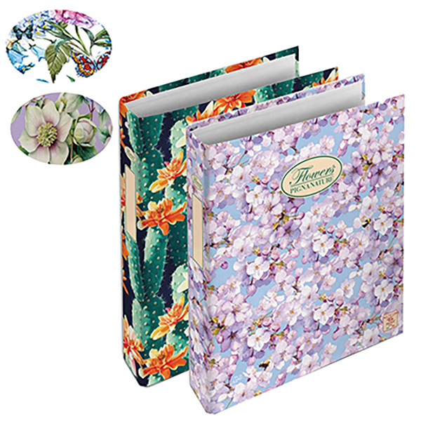 MD_50016 Raccoglitore Nature Flowers - A4 - cm 4 anelli da 30mm - dorso 4 cm - Pigna - immagine 1