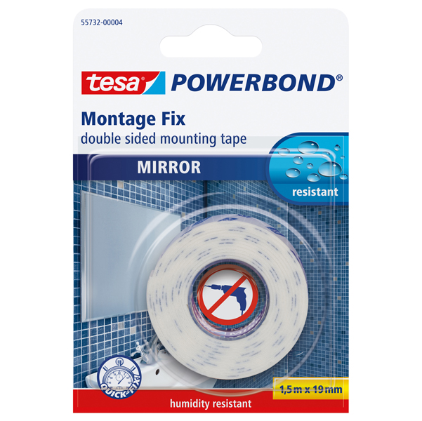 55732-00004-02
4042448843265
tesaPowerbond Mirror 1,5m x 19mm LI 404 Nastro biadesivo per specchi Tesa Powerbond - 19 mm x 1,5 m - bianco - PE - Tesa - immagine 1