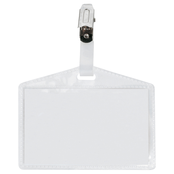 MD_51906 Portanome Pass 3P - clip in metallo - senza cartoncino - 9,5 x 6 cm - PP - buccia - Sei Rota - conf. 100 pezzi - immagine 1