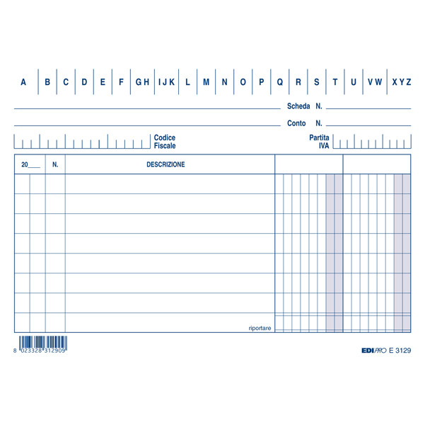 3129 BLU Schede - 2 colonne - 10,5 x 15 cm (orizzontale) - Edipro - conf. 100 pezzi - immagine 1