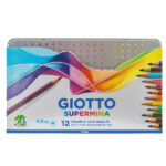 Pastello Supermina - mina 4 mm - colori assortiti - Giotto - astuccio in metallo 12 pezzi