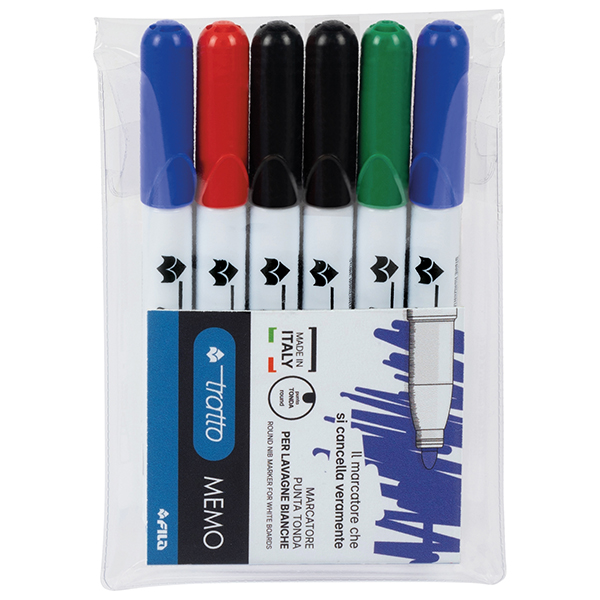 MD_52928 Pennarello Tratto Memo - a secco - per lavagne cancellabili - punta conica - tratto 2,5mm - astuccio 6 colori - Tratto - immagine 1