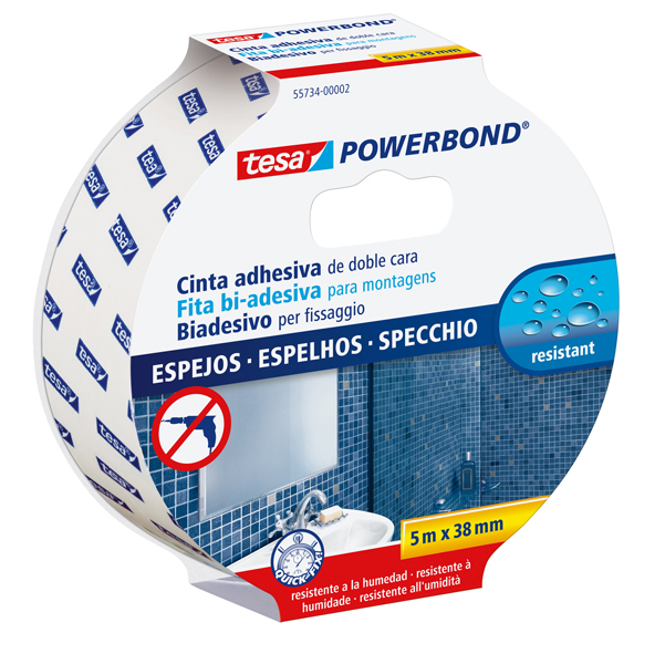 55734-00002-02
4042448817597
tesa Powerbond Mirror 5m x 38mm LI407 Nastro biadesivo per specchi Tesa Powerbond - 38 mm x 5 m - PE - bianco - Tesa - immagine 1